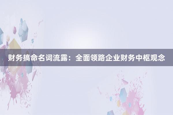 财务搞命名词流露：全面领路企业财务中枢观念